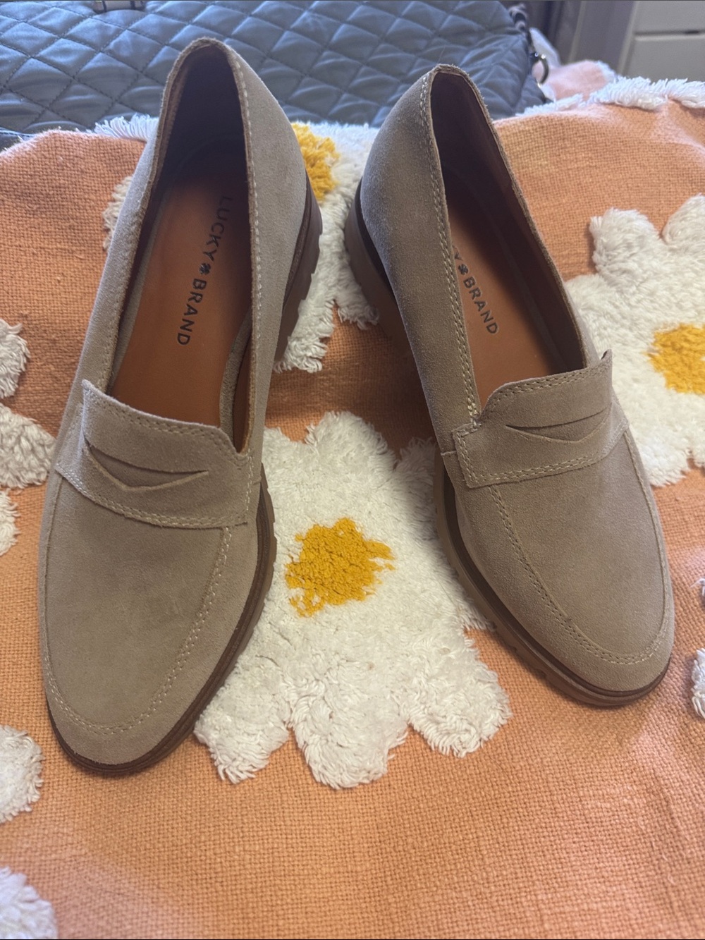 Lucky Brand Beige Suede Penny Loafers